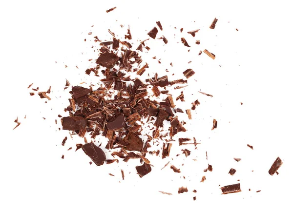 Cioccolato tritato isolato su bianco — Foto Stock