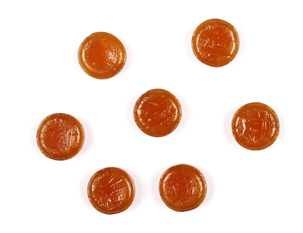 Set arancio lucido caramelle isolato sfondo bianco — Foto Stock