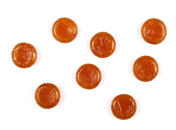 Set orange glansigt candy isolerade vit bakgrund — Stockfoto