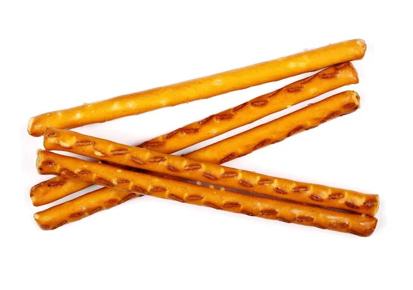 Slaný cracker preclík tyčinky izolované na bílém pozadí — Stock fotografie