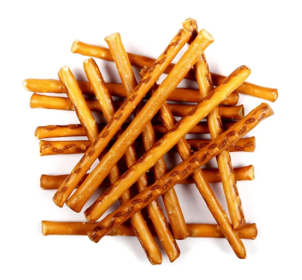 Salty cracker pretzel sticks isolated on white background — Stock Photo, Image