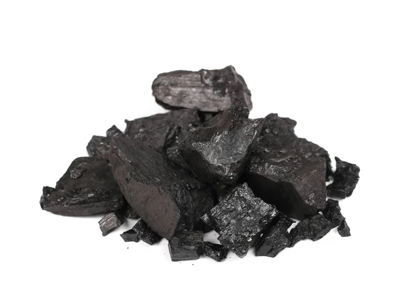 Pile black coal isolated on white background — Stock Photo, Image