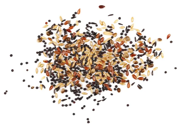 Mixed bird seed isolated on white — Stock Photo, Image