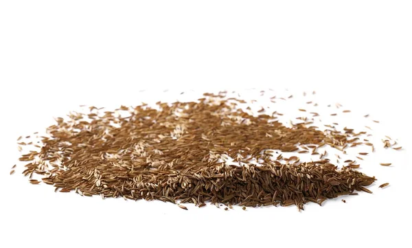 Pile de graines de cumin isolées sur fond blanc — Photo