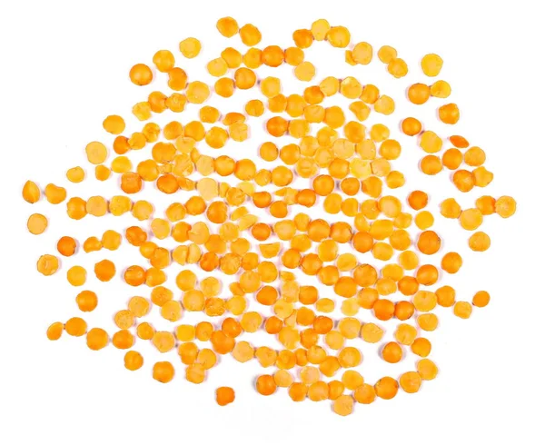 Pile di lenticchie rosse isolate su sfondo bianco e consistenza — Foto Stock