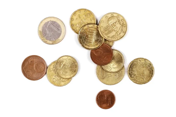 Euro coins isolated on white — Stock Photo, Image