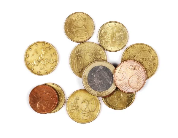 Euro coins isolated on white — Stock Photo, Image