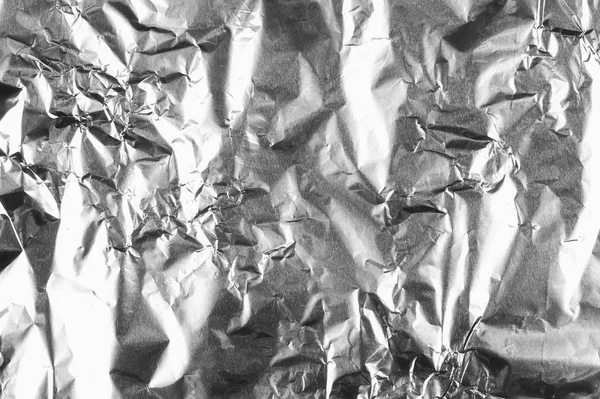 Astratto increspato argento foglio di alluminio sfondo texture — Foto Stock
