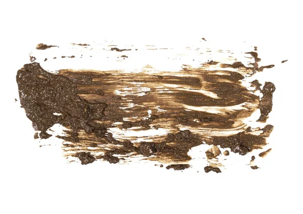 Droppar av leran sprutade isolerad på vit bakgrund, med urklippsbana — Stockfoto