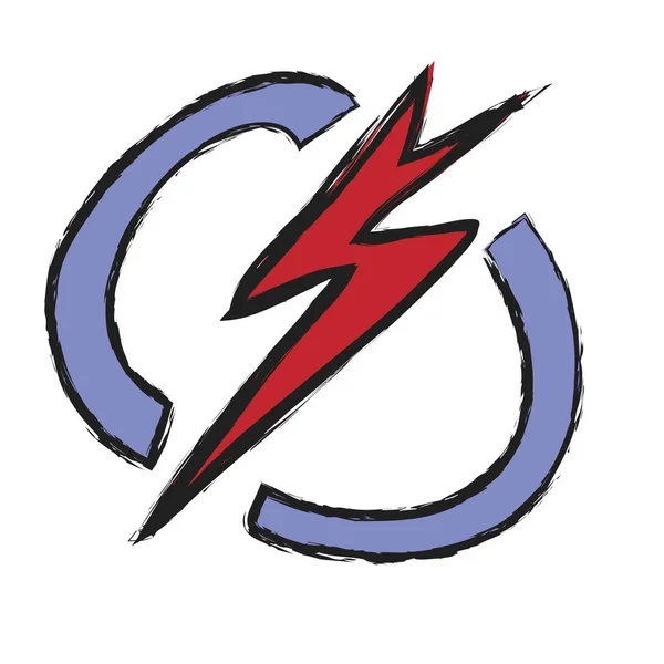 Grunge bliksem, illustratie pictogram — Stockfoto