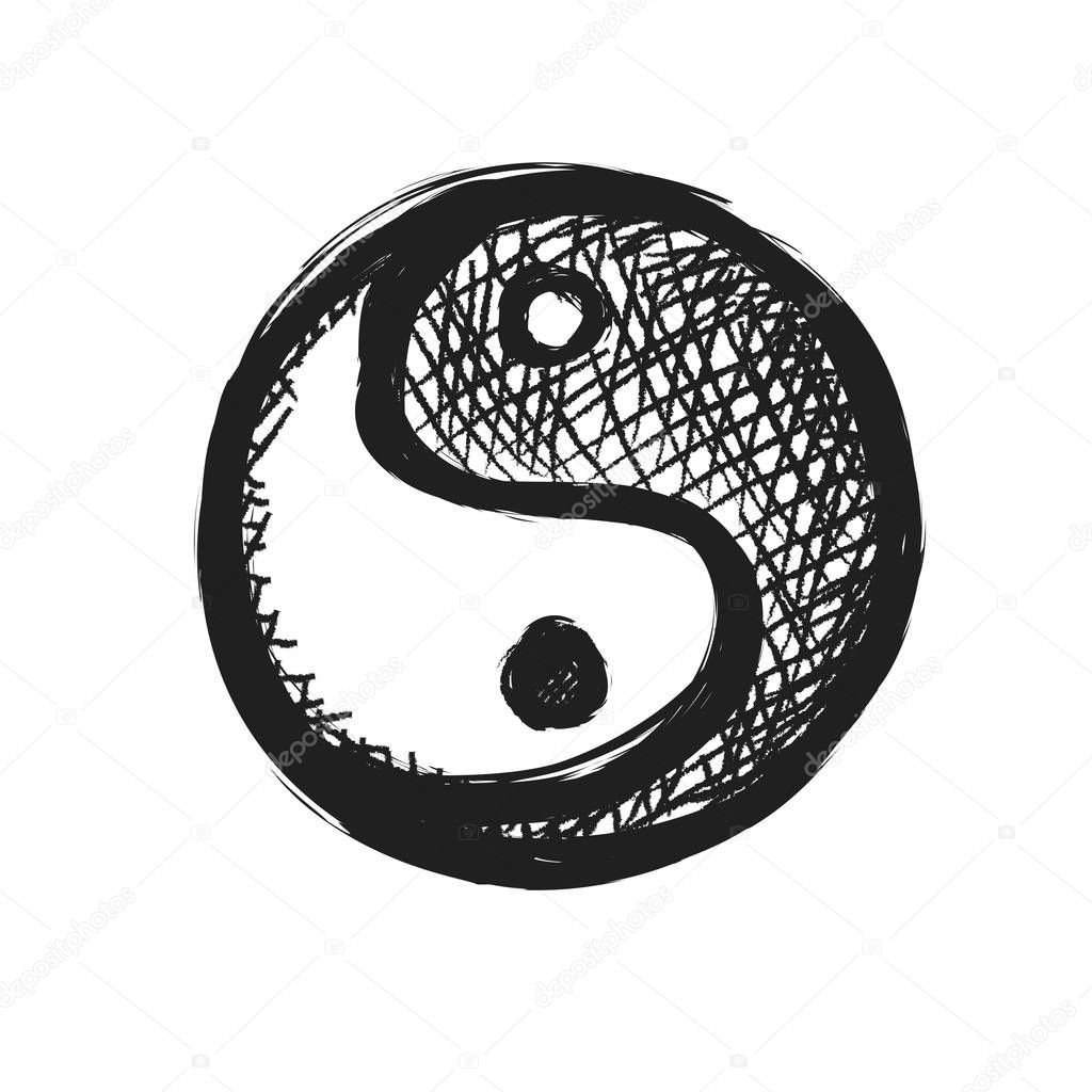 Grunge Yin yang symbol - black  icon