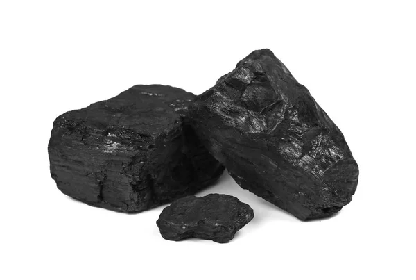 Pile black coal isolated on white background — Stock Photo, Image