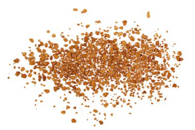 Beyaz arka plan ve doku izole anlık kahve tozu