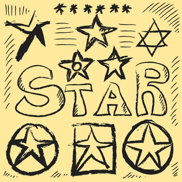 Star Doodles, kézzel rajzolt illusztráció — Stock Fotó