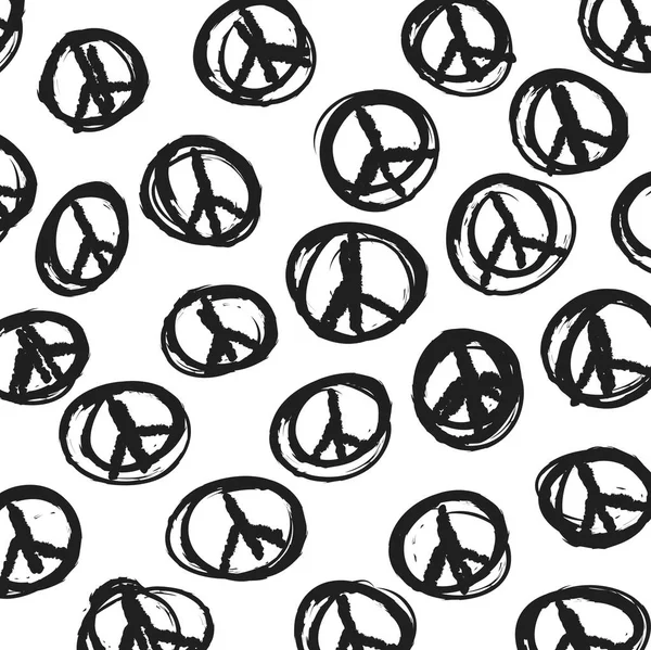 Patrón con símbolo de paz hippie dibujado a mano, fondo —  Fotos de Stock