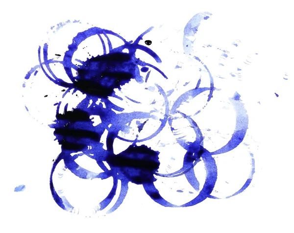 Salpicaduras de tinta azul aisladas en blanco, con ruta de recorte —  Fotos de Stock