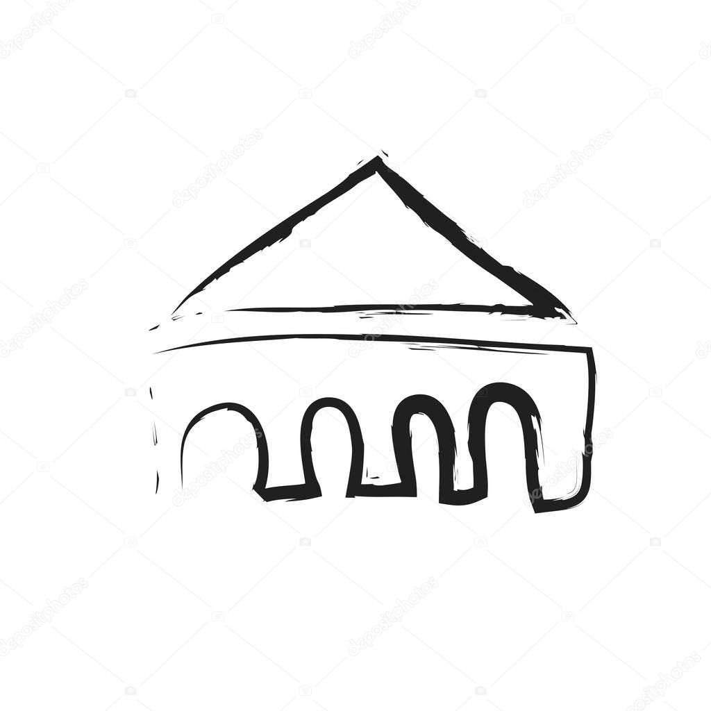 Quirky silhouette of  house with roof,  logo
