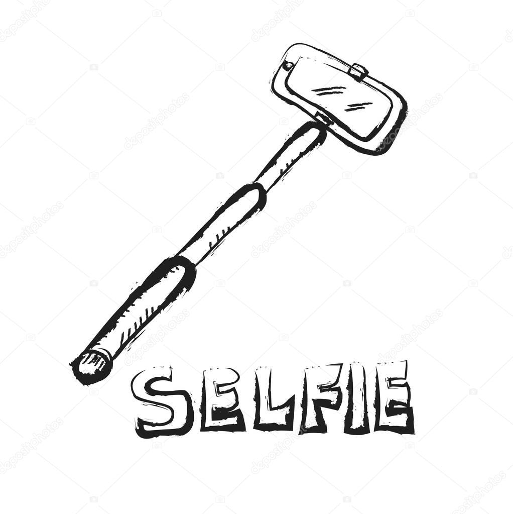 Selfie stick, doodle icon