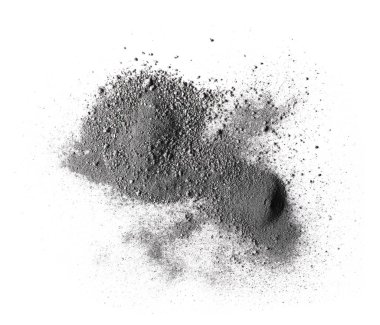 Barut, siyah toz Beyaz arka plan üzerinde izole kazık