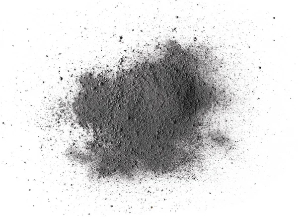 Pólvora de pilha, pó preto isolado no fundo branco — Fotografia de Stock