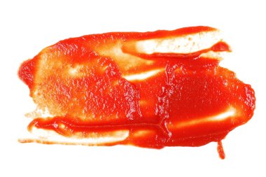Beyaz arka plan üzerinde domates püresi doku izole kırmızı ketçap sıçraması