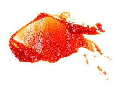 Beyaz arka plan üzerinde domates püresi doku izole kırmızı ketçap sıçraması