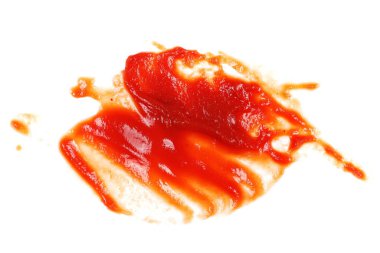 Beyaz arka plan üzerinde domates püresi doku izole kırmızı ketçap sıçraması