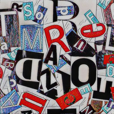 Grunge kolaj doku ve harfler arka plan