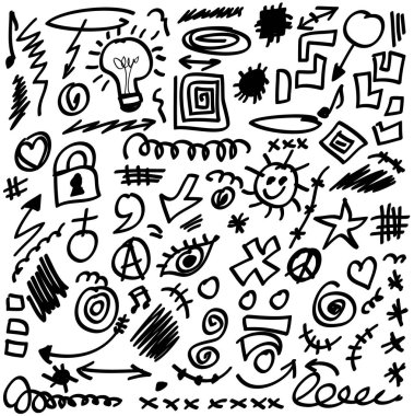 Doodle tasarım öğeleri, şekilleri ayarla