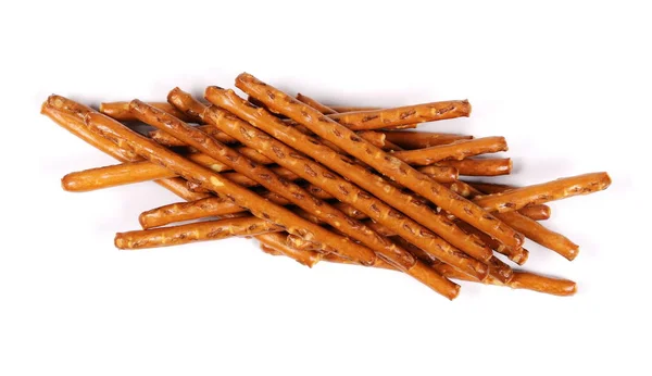 Palitos de pretzel de galleta salada aislados sobre fondo blanco —  Fotos de Stock