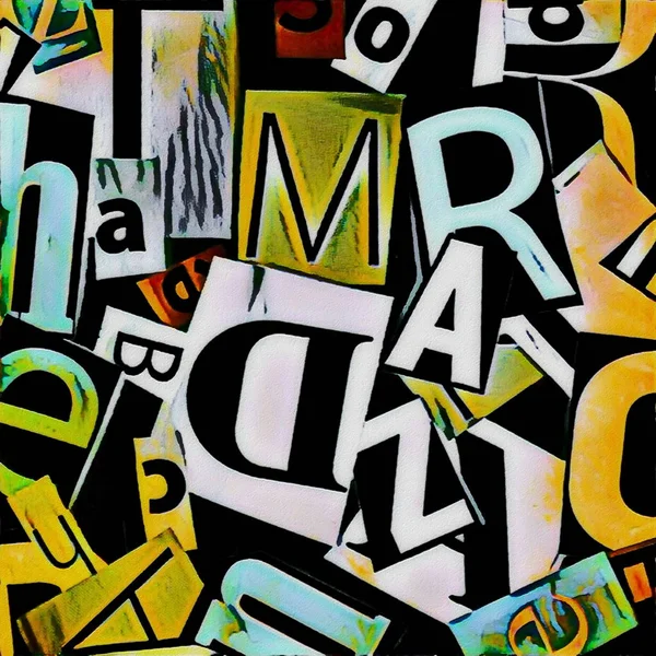 Collage grunge de letras fondo y textura — Foto de Stock