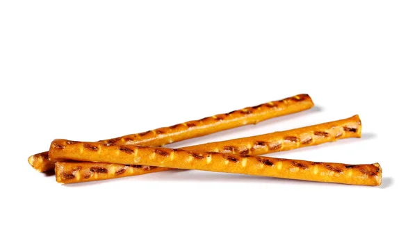 Zoute kraker pretzel sticks geïsoleerd op witte achtergrond — Stockfoto