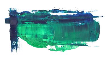 yeşil ve mavi grunge fırça darbeleri yağlı boya beyaz arka plan üzerinde izole fotoğraf