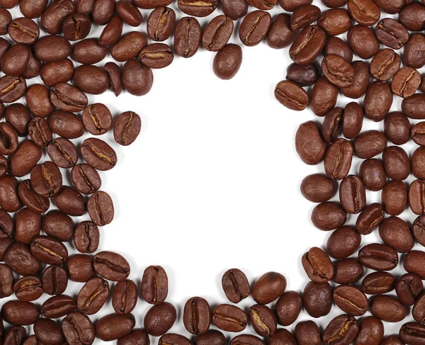 Σωρός κόκκους καφέ που απομονώνονται σε λευκό φόντο και υφή, το top view — Φωτογραφία Αρχείου