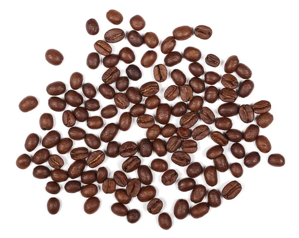 杭の白い背景、テクスチャ、上面に分離されたコーヒー豆 — ストック写真