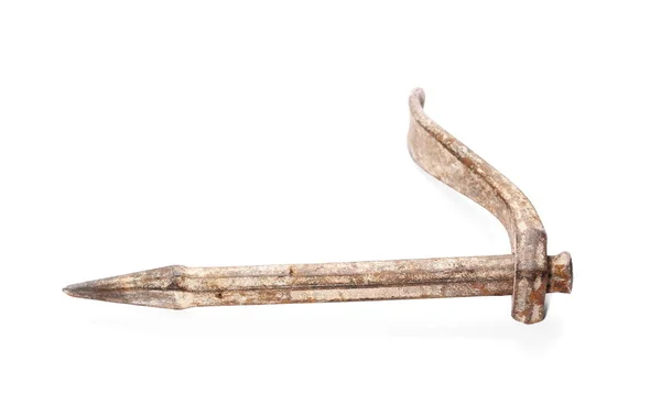 Vecchio scalpello in metallo arrugginito isolato su sfondo bianco — Foto Stock