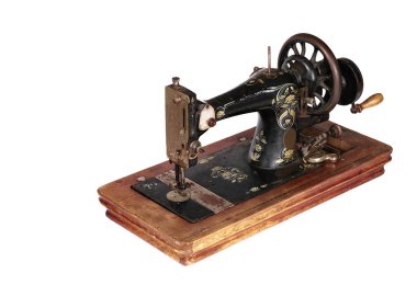 Kırpma yolu beyaz üzerinde izole bağbozumu dikiş makinesi