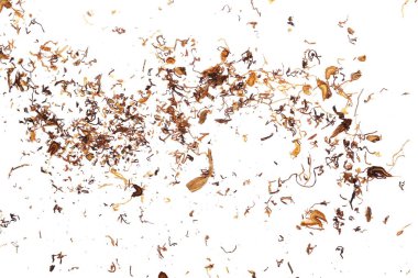 Beyaz arka plan üzerinde üstten görünüm izole kazık tütün