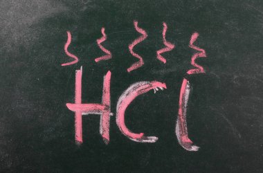 Hydrochloric acid symbol, hcl icon chalkboard, blackboard texture clipart
