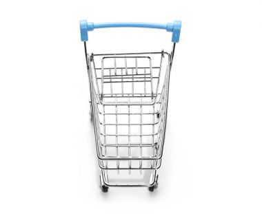 Beyaz arka planda izole edilmiş alışveriş arabası