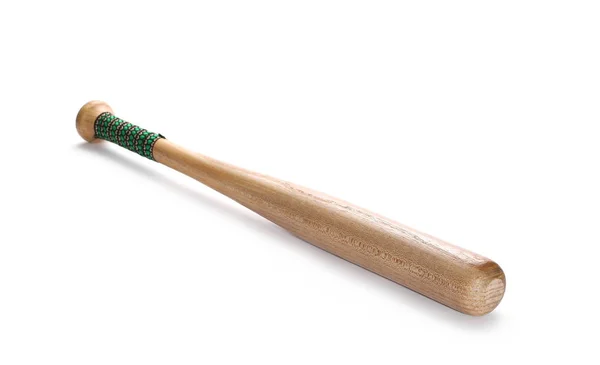 Mazza da baseball in legno isolato su sfondo bianco — Foto Stock