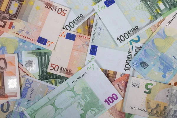 Euro-bankbiljetten, rekeningen achtergrond en textuur — Stockfoto