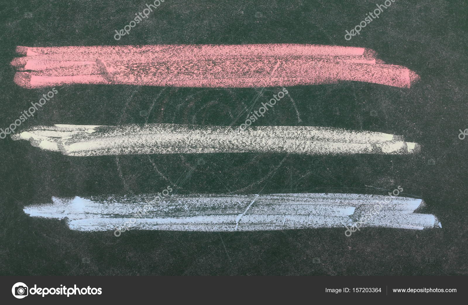 Three colorful lines on chalkboard, blackboard texture Stock Photo by