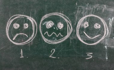 Kara tahta, blackboard doku üç emoji yüzleri