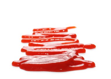 Beyaz arka plan üzerinde domates püresi doku izole kırmızı ketçap sıçraması