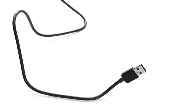Черный кабель USB изолирован на белом фоне — стоковое фото