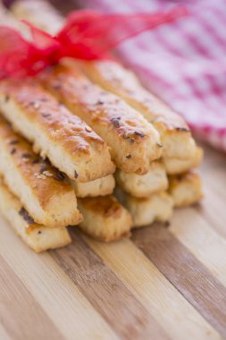 Tuzlu ekmek sopa susam ve keten tohumu yeni Y için hazırlanan