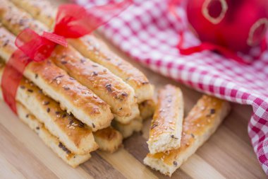 Tuzlu ekmek sopa susam ve keten tohumu yeni Y için hazırlanan