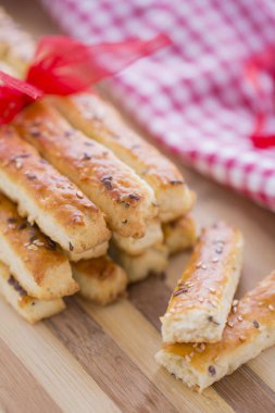 Tuzlu ekmek sopa susam ve keten tohumu yeni Y için hazırlanan