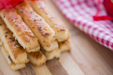 Tuzlu ekmek sopa susam ve keten tohumu yeni Y için hazırlanan